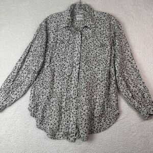 Reiss Shirt Womens 4 Gray Leopard Print Blouse Silk Blend‎ Top